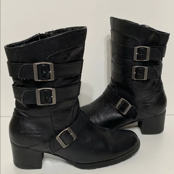 Harley Davidson Holly Black Leather Boots - Picture 1 of 17